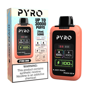 Pyro DUO Disposable Juicy Peach/Peach Ice with packaging