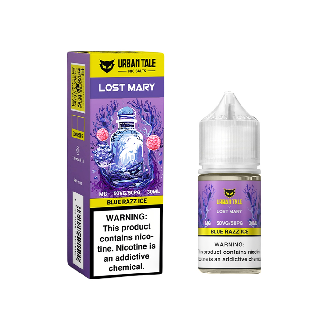 Blue Razz Ice | Urban Tale Lost Mary Salts | 30mL bottle with packaging