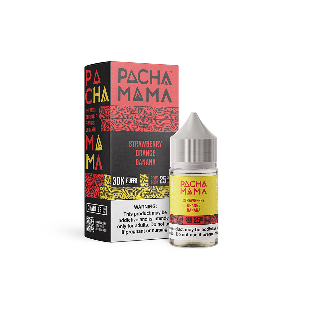 Strawberry Orange Banana | Pachamama Plus Metatine Salts | 30mL 25mg bottle with packaging