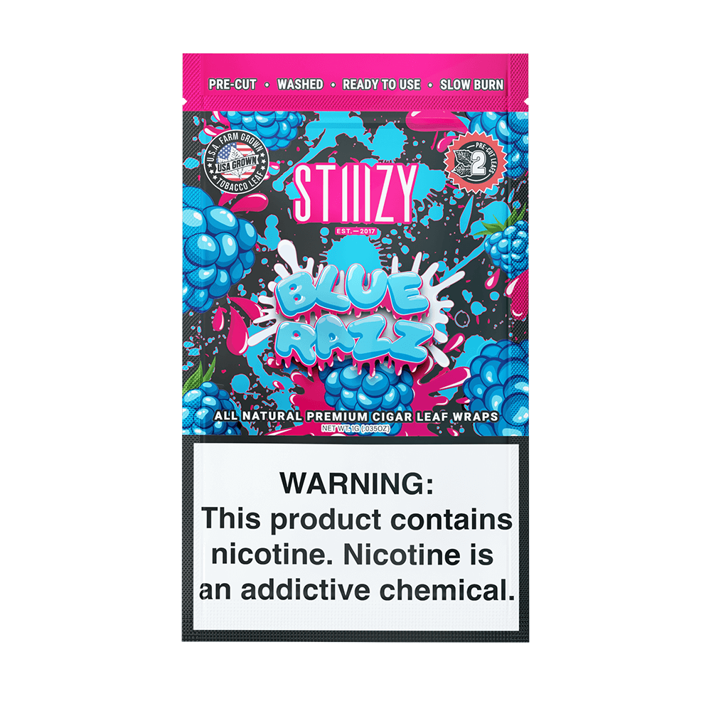 STIIIZY Premium Wraps 2-Pack - 20ct Counter Display | Blue Razz with Packaging