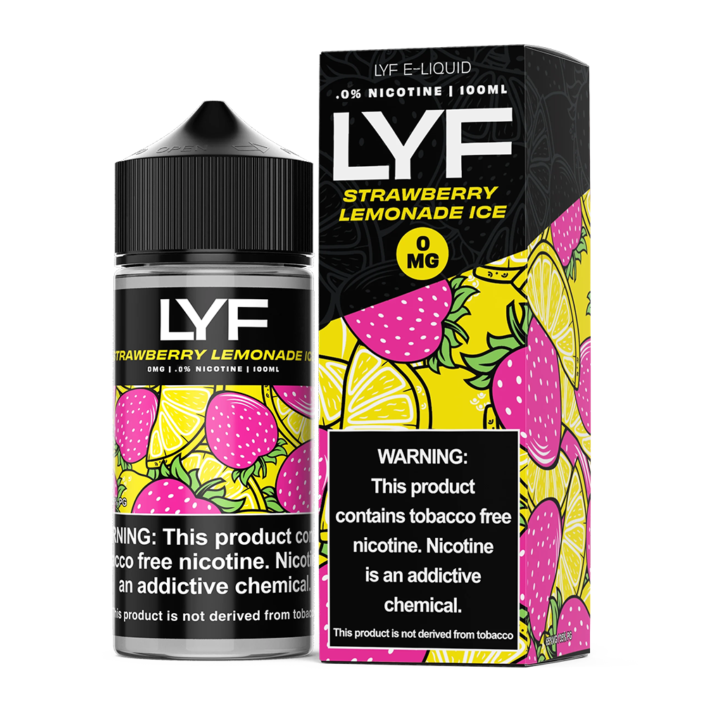 Strawberry Lemonade Ice | Lyf | 100mL 0mg bottle with packaging