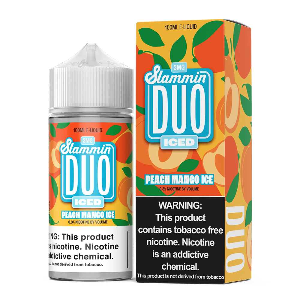 Peach Mango Ice | Slammin Duo | 100mL 3mg bottle with packaging