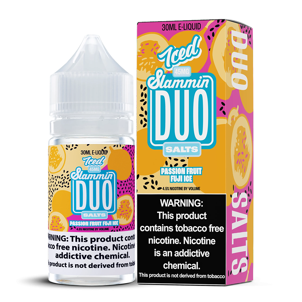 Passionfruit Fuji Ice | Slammin Duo Salts | 30mL 45mg bottle with packaging