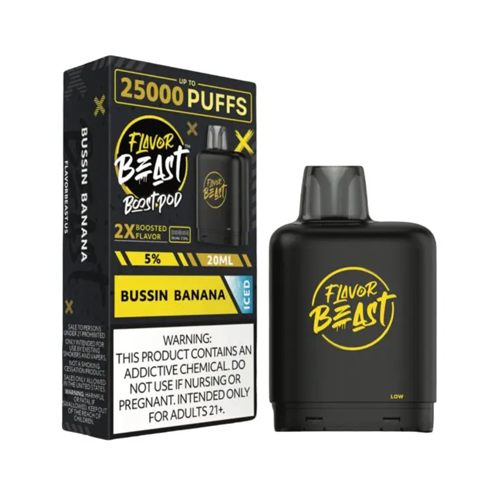 Flavor Beast Level X Boost Disposable Bussin Banana with packaging