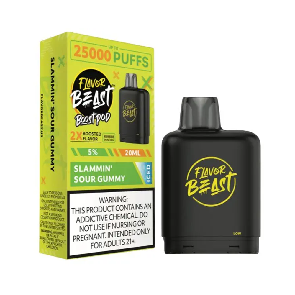 Flavor Beast Level X Boost Disposable Slammin' Sour Gummy Iced with packaging