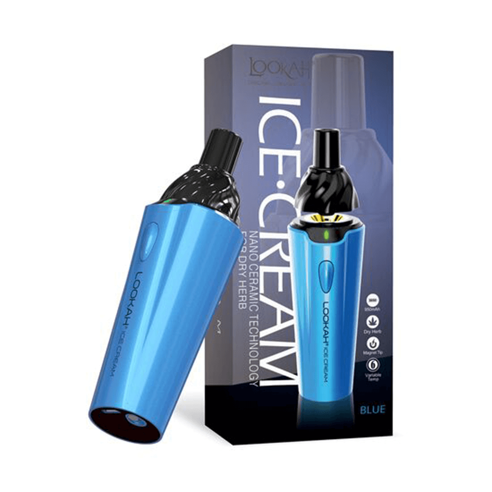 Lookah Icecream Dry Herb Vaporizer | Blue with Packaging