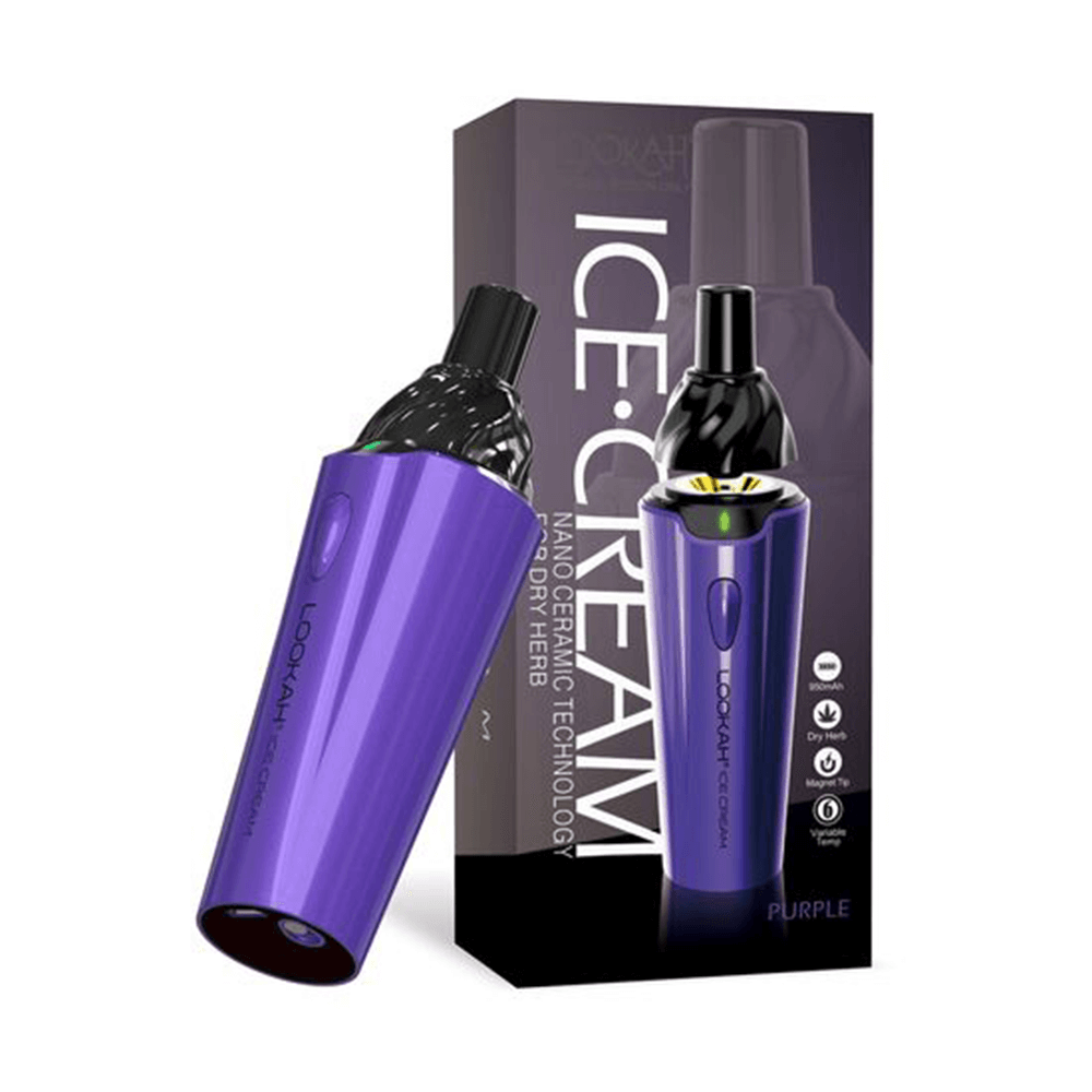Lookah Icecream Dry Herb Vaporizer | Purple with Packaging