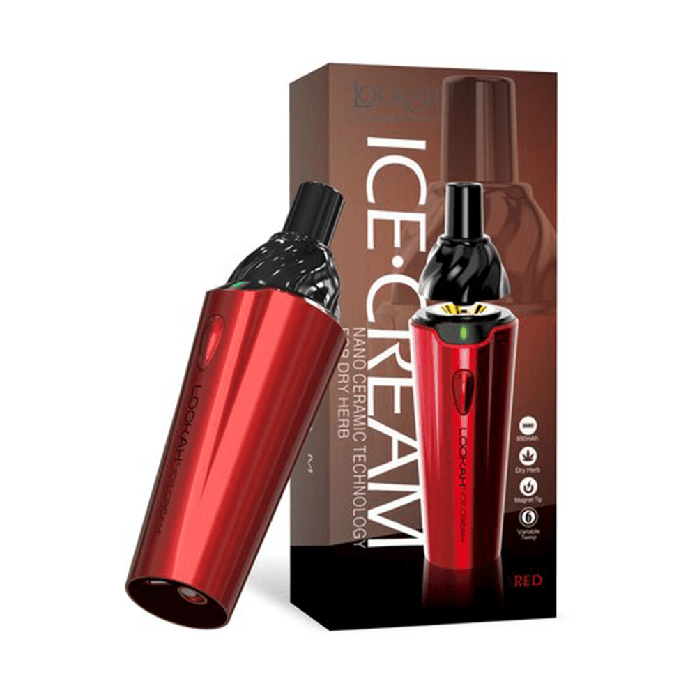 Lookah Icecream Dry Herb Vaporizer | Red with Packaging