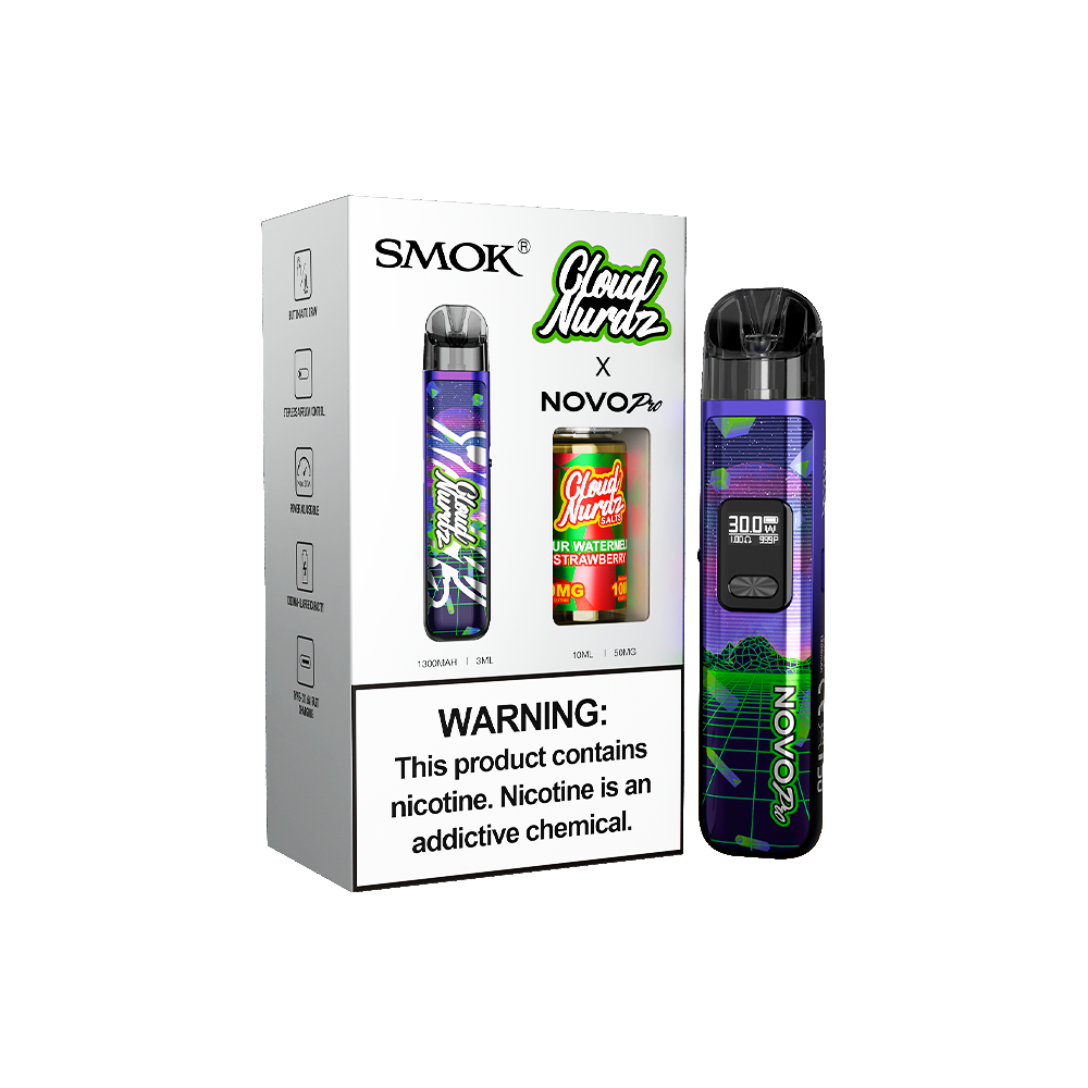 Collab Bundle – SMOK Novo Pro Device + Daddy’s Vapor 10mL Juice Color:  Retro - Flavor: Sour Watermelon Strawberry