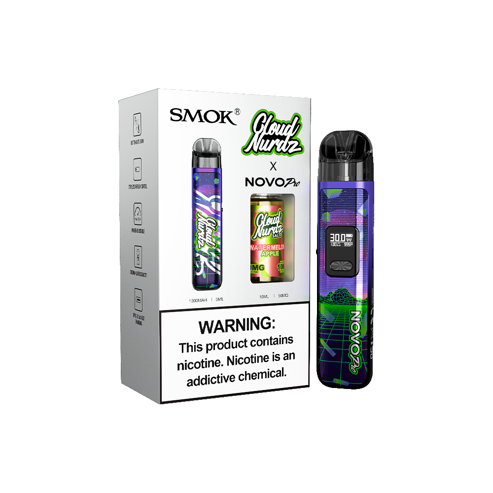 Collab Bundle – SMOK Novo Pro Device + Daddy’s Vapor 10mL Juice Color:  Retro - Flavor: Watermelon Apple