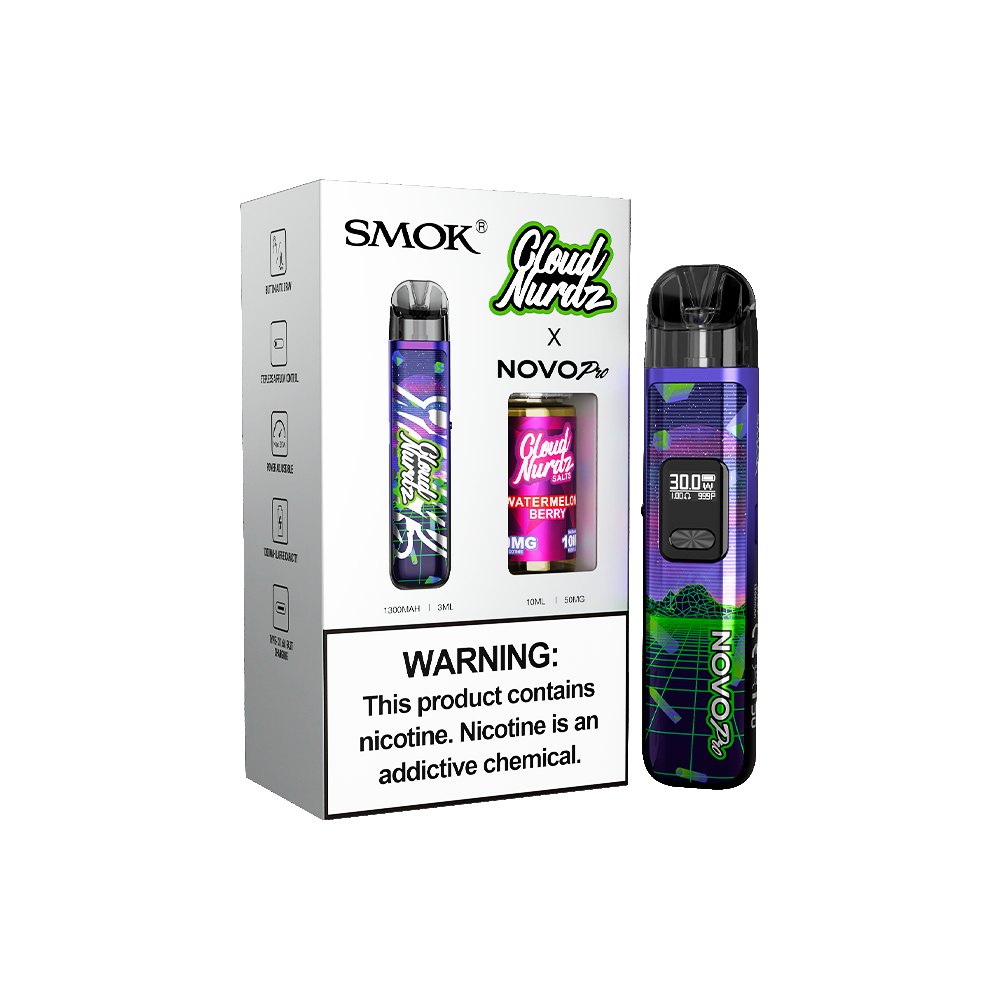 Collab Bundle – SMOK Novo Pro Device + Daddy’s Vapor 10mL Juice Color:  Retro - Flavor: Watermelon Berry