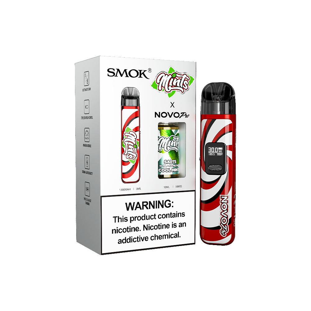 Collab Bundle – SMOK Novo Pro Device + Daddy’s Vapor 10mL Juice Color:  Mint - Flavor: Cool Mint