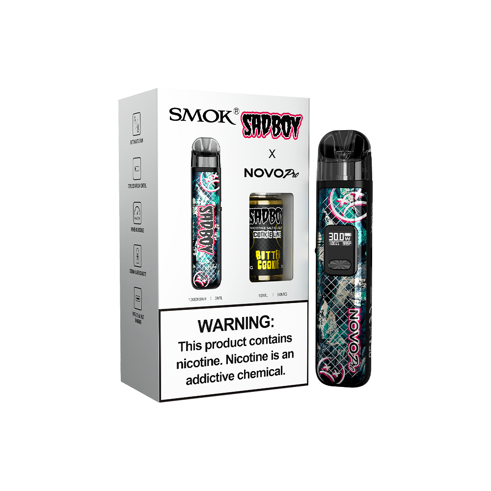 Collab Bundle – SMOK Novo Pro Device + Daddy’s Vapor 10mL Juice Color:  Sad Boy - Flavor: Butter Cookie