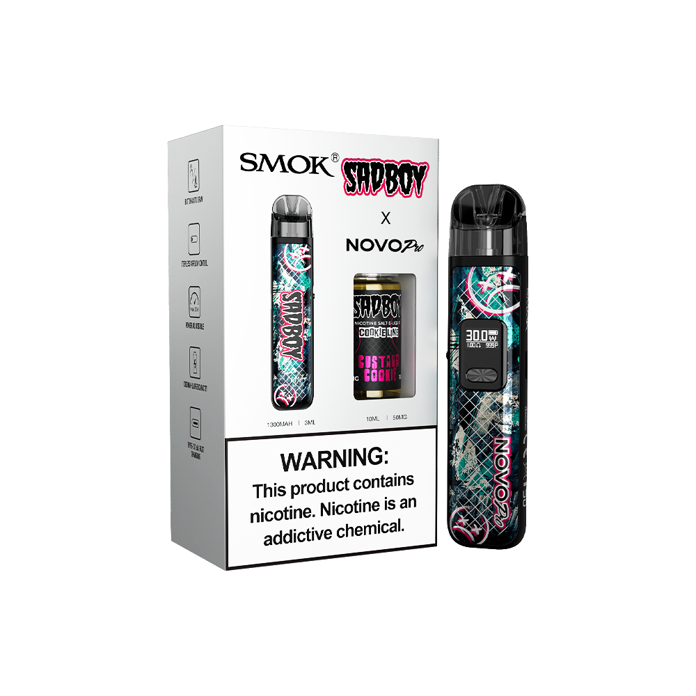 Collab Bundle – SMOK Novo Pro Device + Daddy’s Vapor 10mL Juice Color:  Sad Boy - Flavor: Custard Cookie