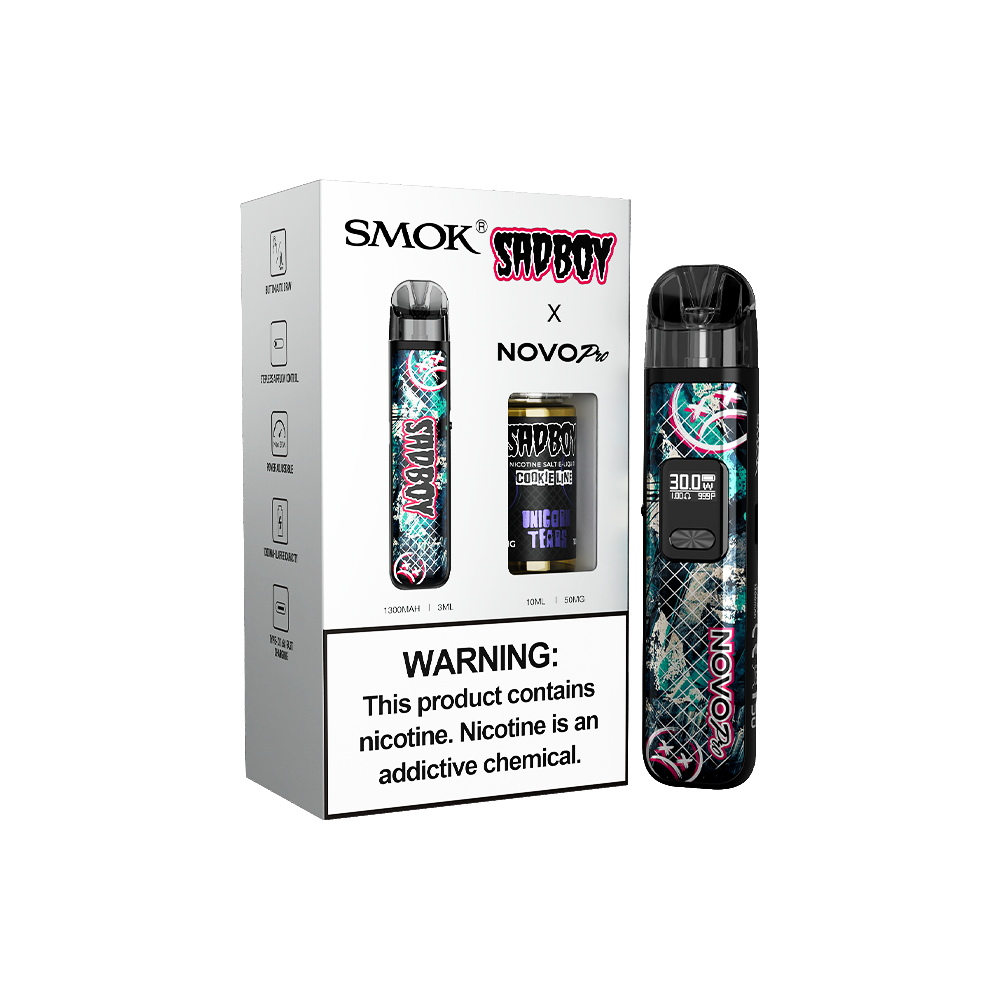 Collab Bundle – SMOK Novo Pro Device + Daddy’s Vapor 10mL Juice Color:  Sad Boy - Flavor: Unicorn Tears