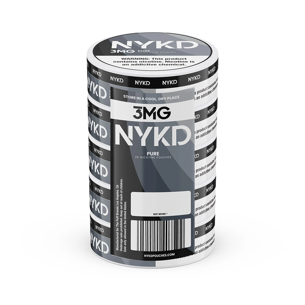 NYKD Nicotine Pouch 3-12mg x20 Pouch (5 Pack) Pure 3mg