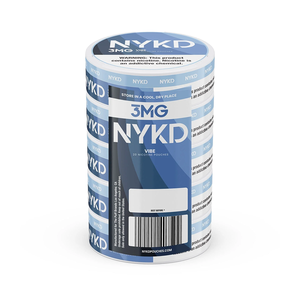 NYKD Nicotine Pouch 3-12mg x20 Pouch (5 Pack) Vibe 3mg