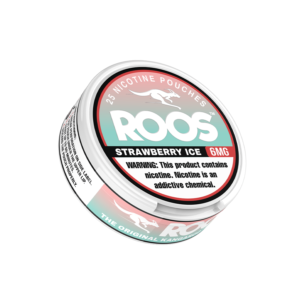 Roos Nicotine Pouches (25ct Can)(5-Can Pack) Strawberry Ice 6mg