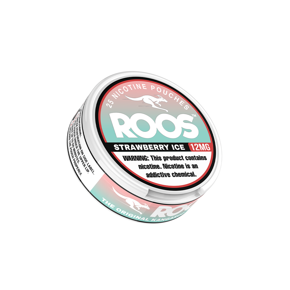 Roos Nicotine Pouches (25ct Can)(5-Can Pack) Strawberry Ice 12mg