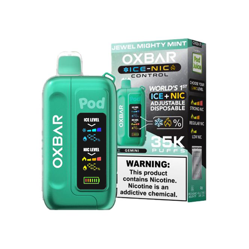 Oxbar Ice-Nic Control Pod Juice Edition Disposable Jewel Mighty Mint with packaging