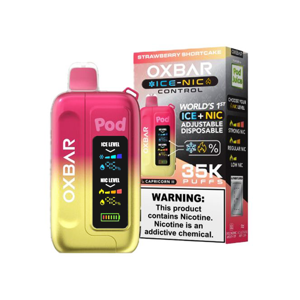 Oxbar Ice-Nic Control Pod Juice Edition Disposable Strawberry Shortcake with packaging