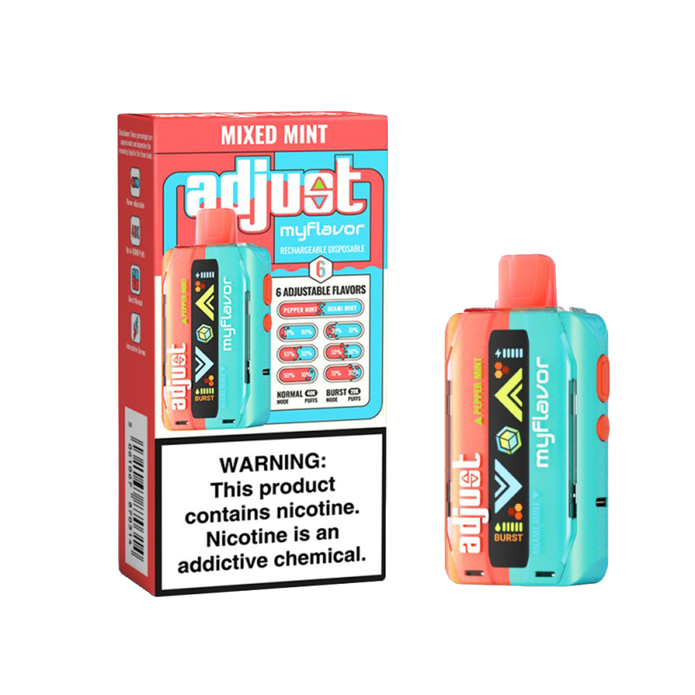 Adjust My E-Cig Disposable 40000 Puff 20mL 50mg Mixed Mint with packaging