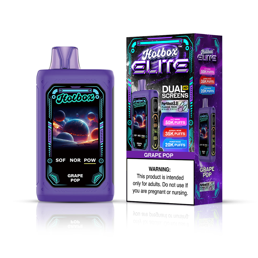 Puff Labs Hotbox Elite Disposable Grape Pop with packaging