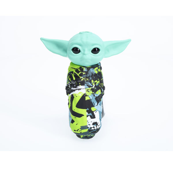 Non branded (Hand Pipe)SHP13 Baby Yoda Design Silicone Hand Pipe (SAS) front view