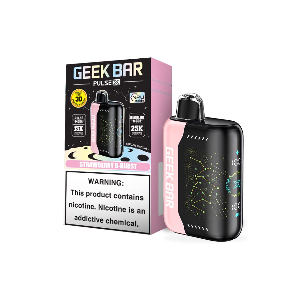 Geek Bar Pulse X Disposable Strawberry B-Burst with packaging