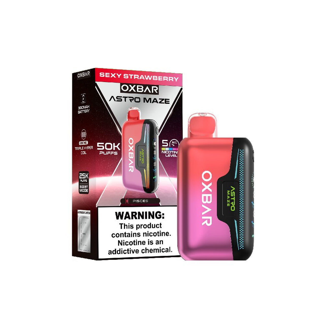 Oxbar Astro Maze 50K Disposable Sexy Strawberry with packaging