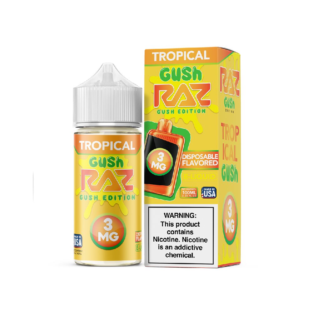 Tropical Gush Pod Juice x RAZ 100mL 3mg bottle 