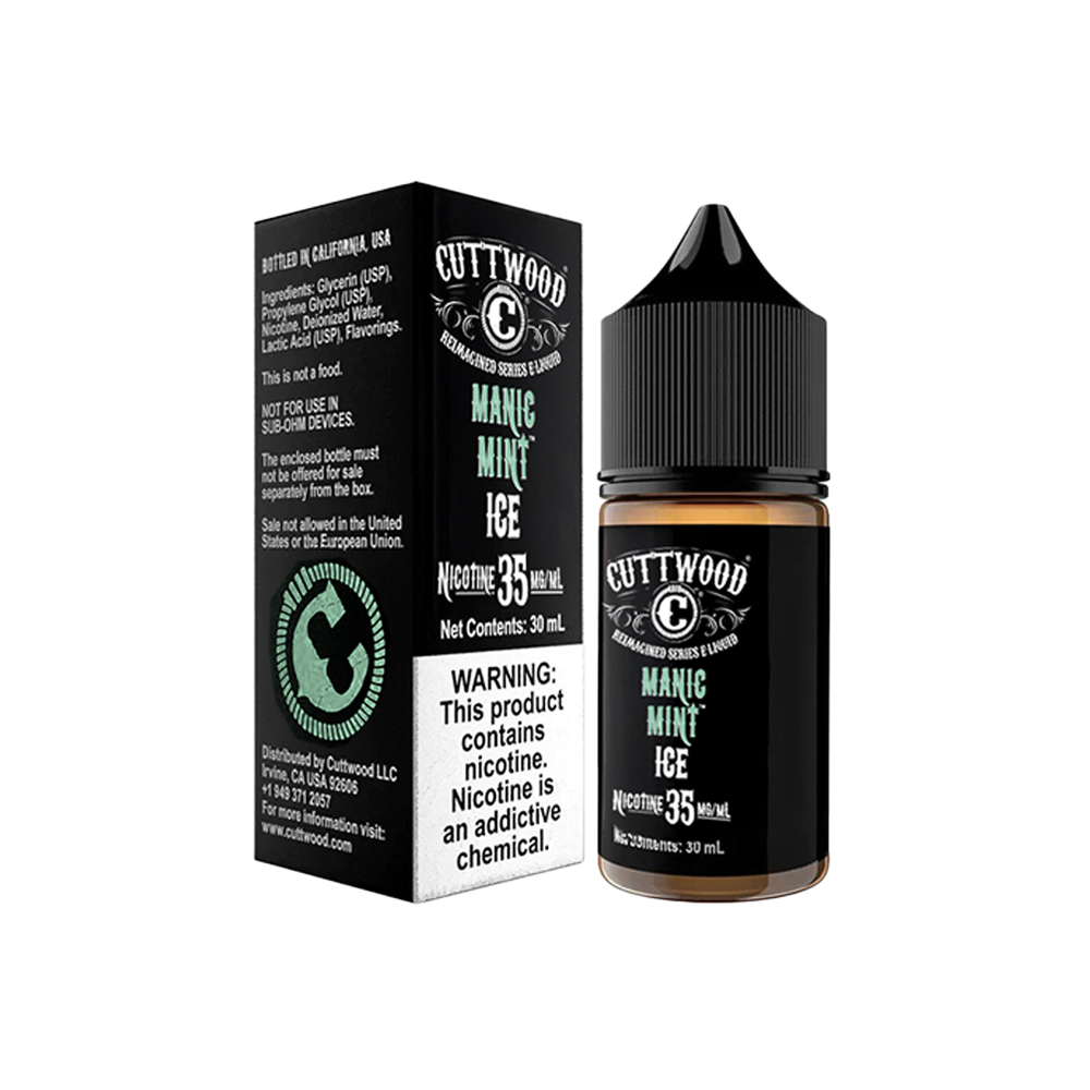 Manic Mint Ice Cuttwood Salts 30mL with packaging