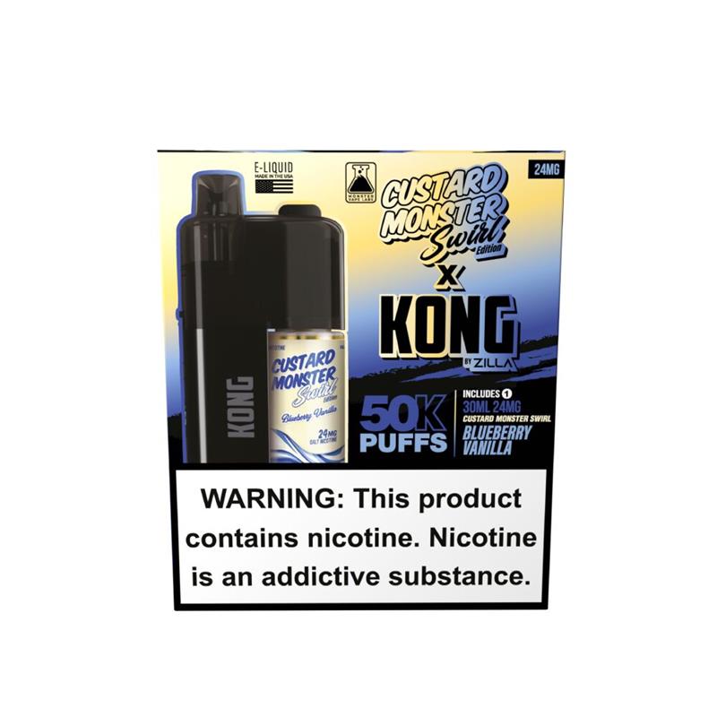 Zilla x Jam Monster Kong Disposable 48mg Blueberry Vanilla with packaging
