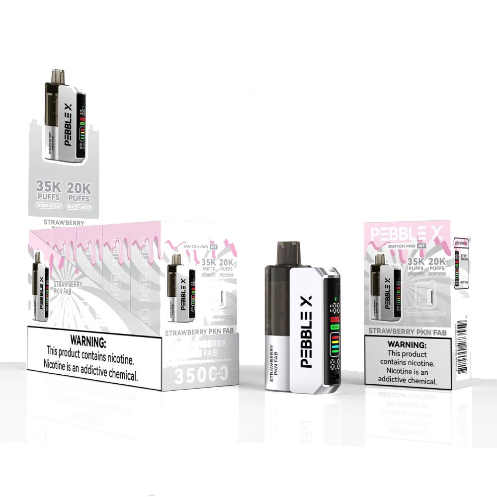 Pebble X Disposable + Power Dock Strawberry PKN Fab with packaging