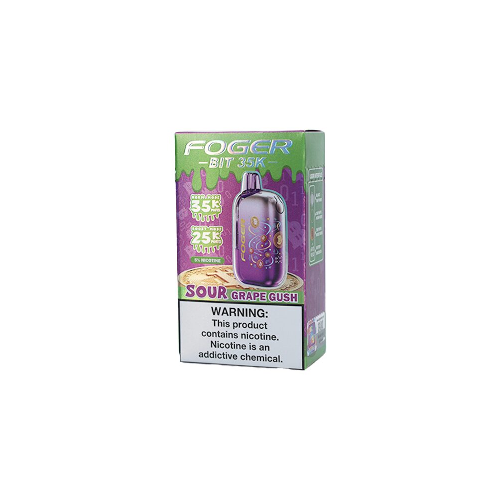 Foger Bit Disposable Sour Grape Gush with packaging