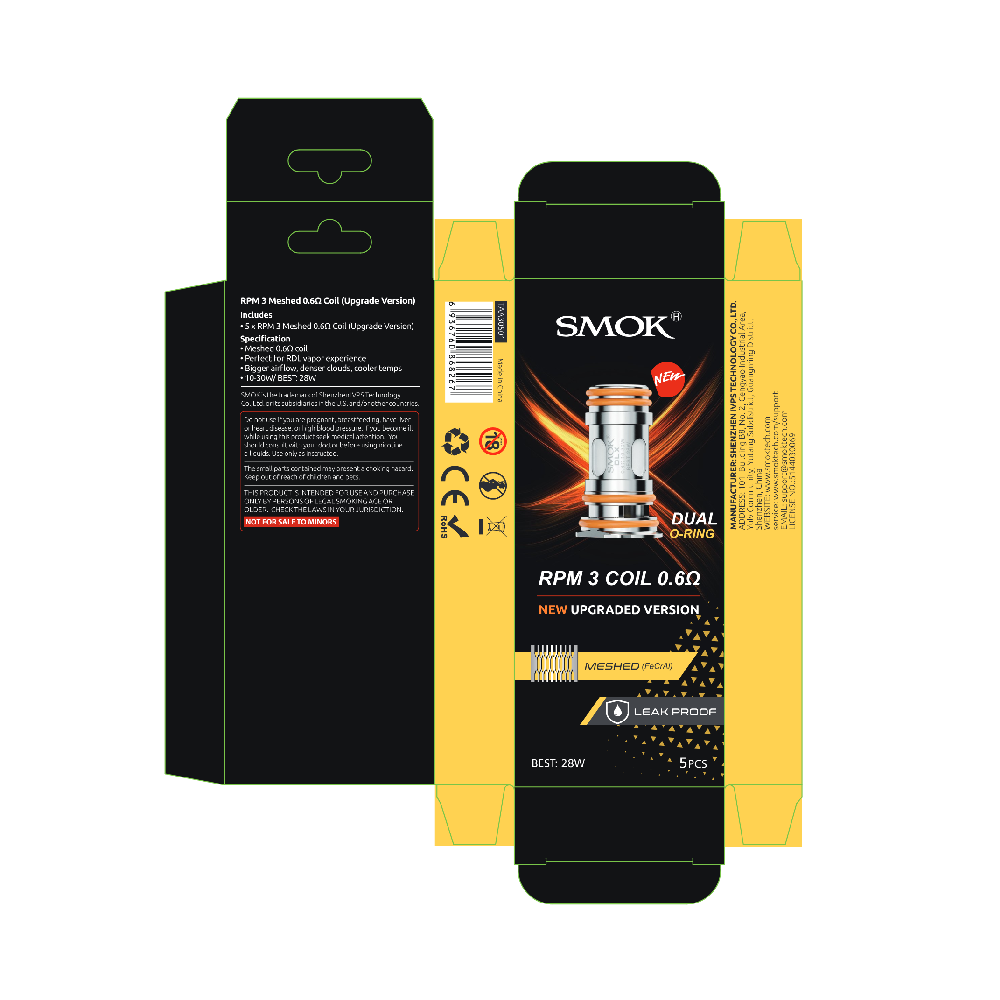 SMOK RPM 3 Replacement Coils (5-Pack) Mesh 0.6ohm packaging