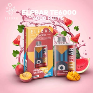 Elf Bar TE6000 Disposable Peach Mango Watermelon with Packaging