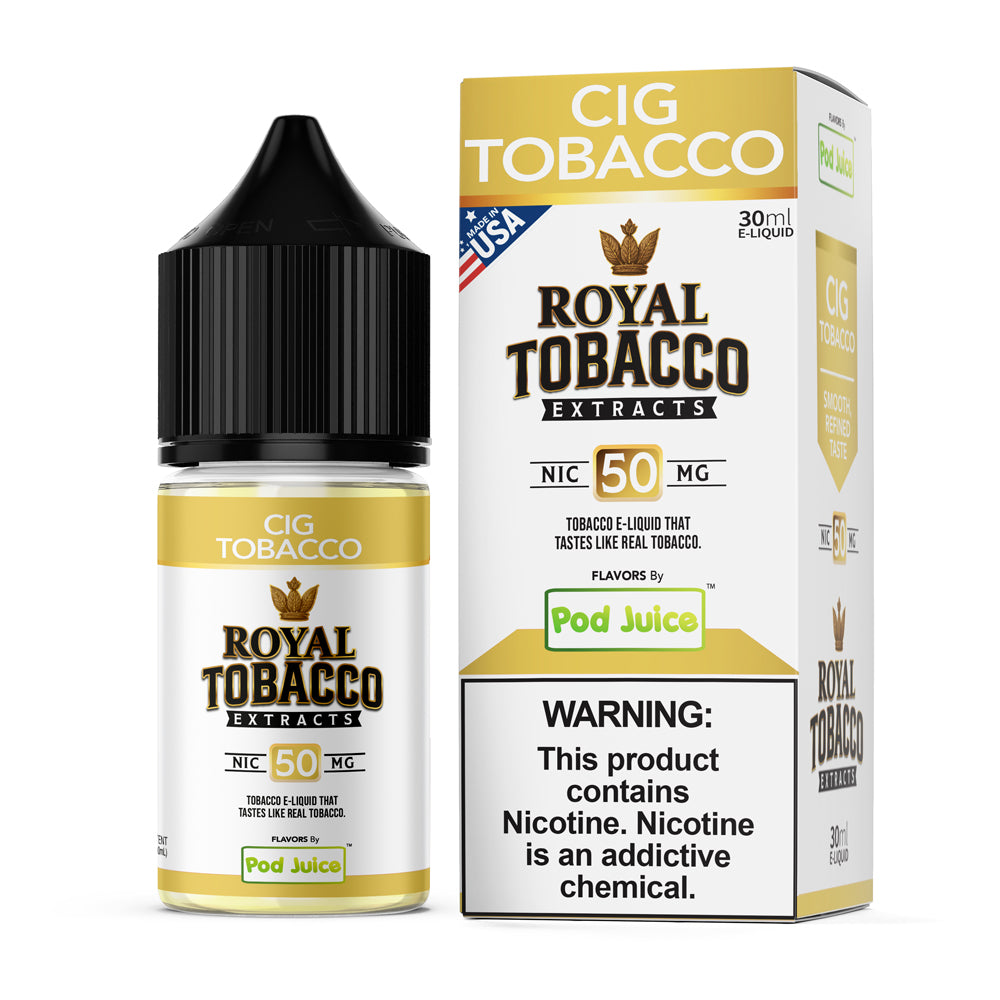 Cig Tobacco Pod Juice x Royal Tobacco Extracts Salts 30mL with packaging