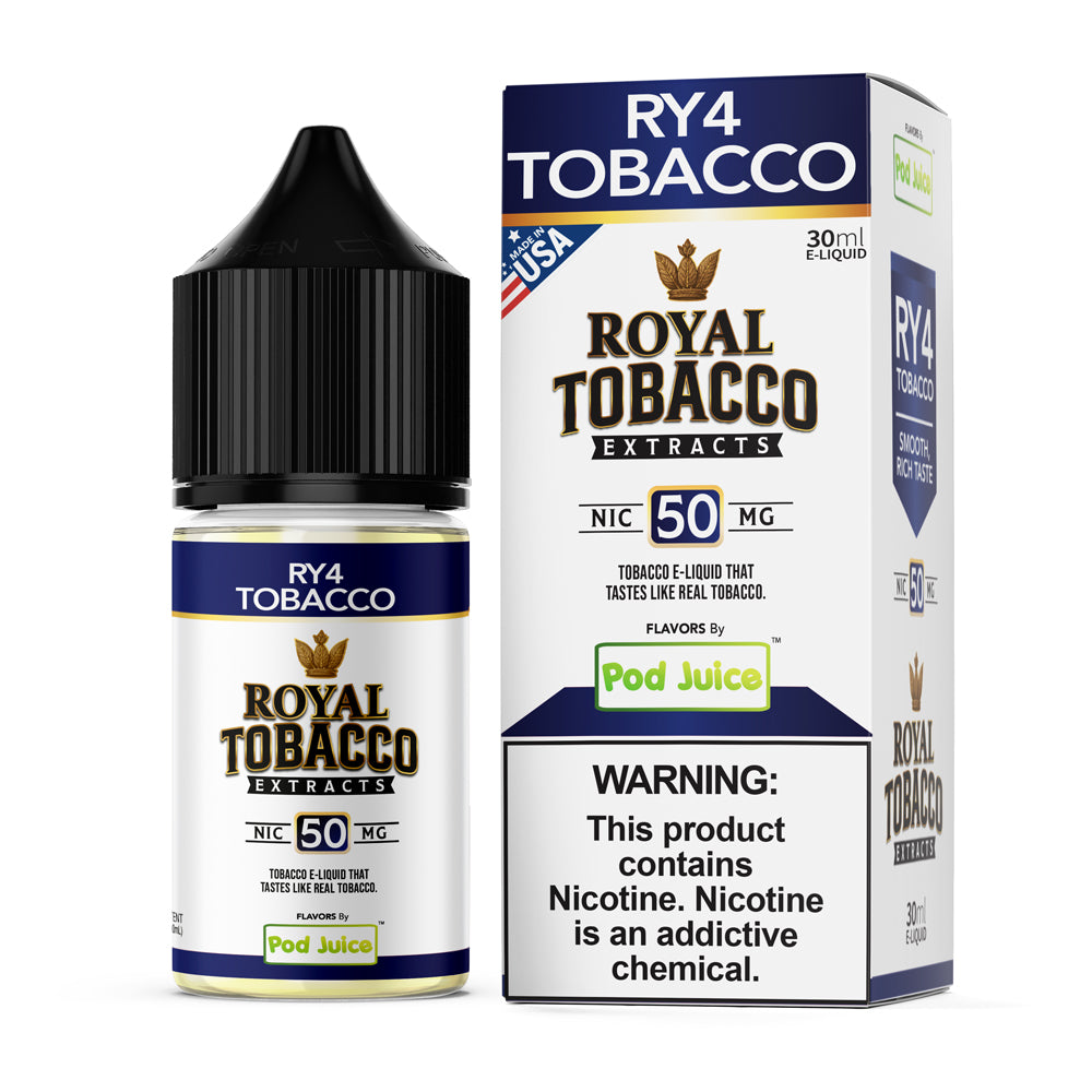 RY4 Tobacco Pod Juice x Royal Tobacco Extracts Salts 30mL with packaging