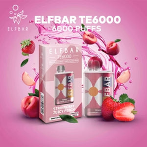 Elf Bar TE6000 Disposable Strawberry Juicy Peach with Packaging