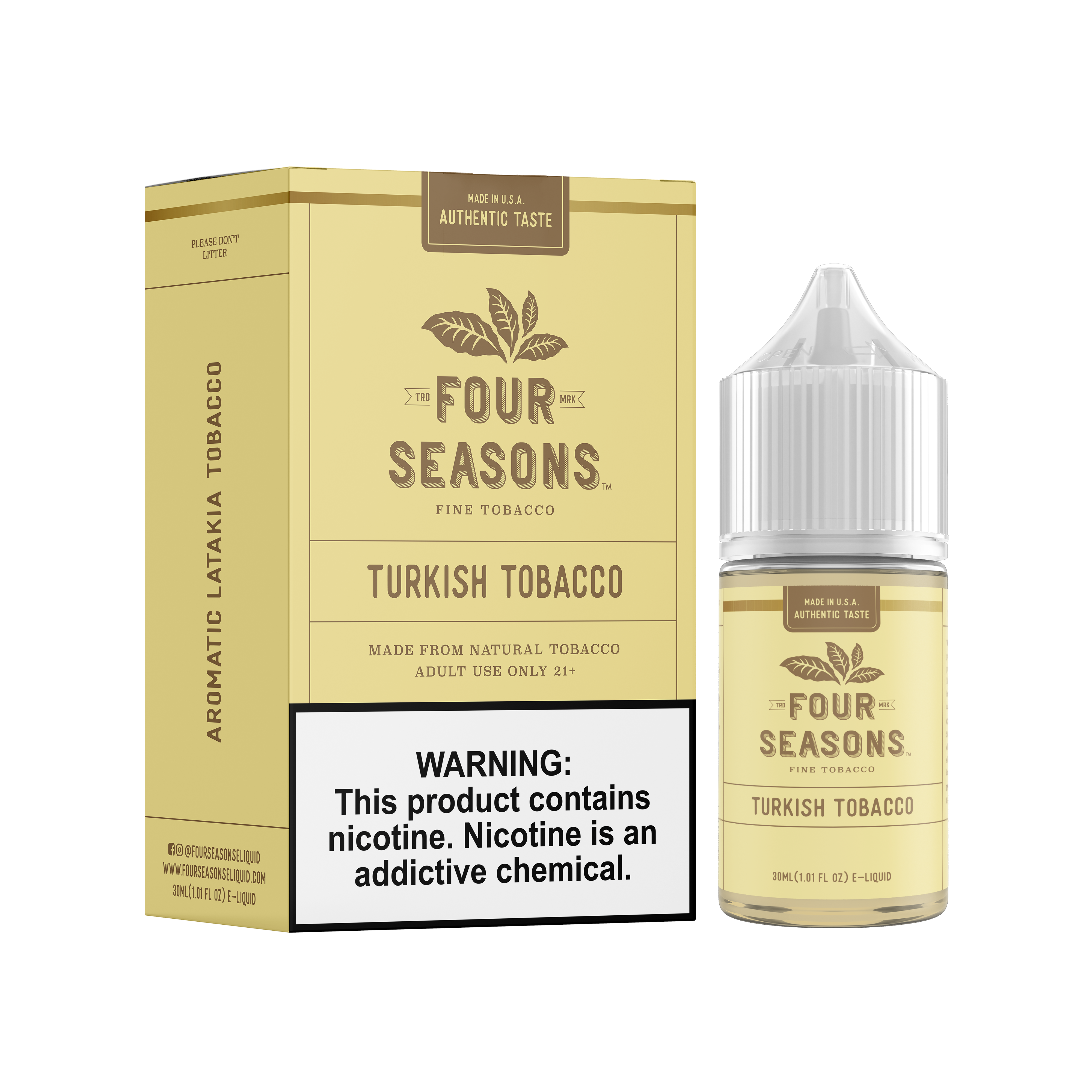 Turkish Tobacco by Four Seasons Free Base Series 30ML with Packaging