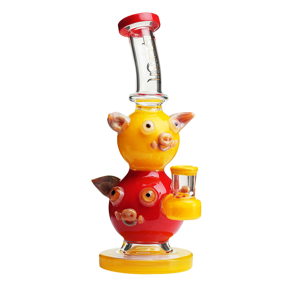 Lookah 10“ Cute Double Piggy Dab Rig (WPC1208) Yellow