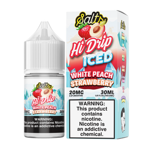 White Peach Strawberry Ice | Hi-Drip Salts | 30ml 20mg bottle with packaging