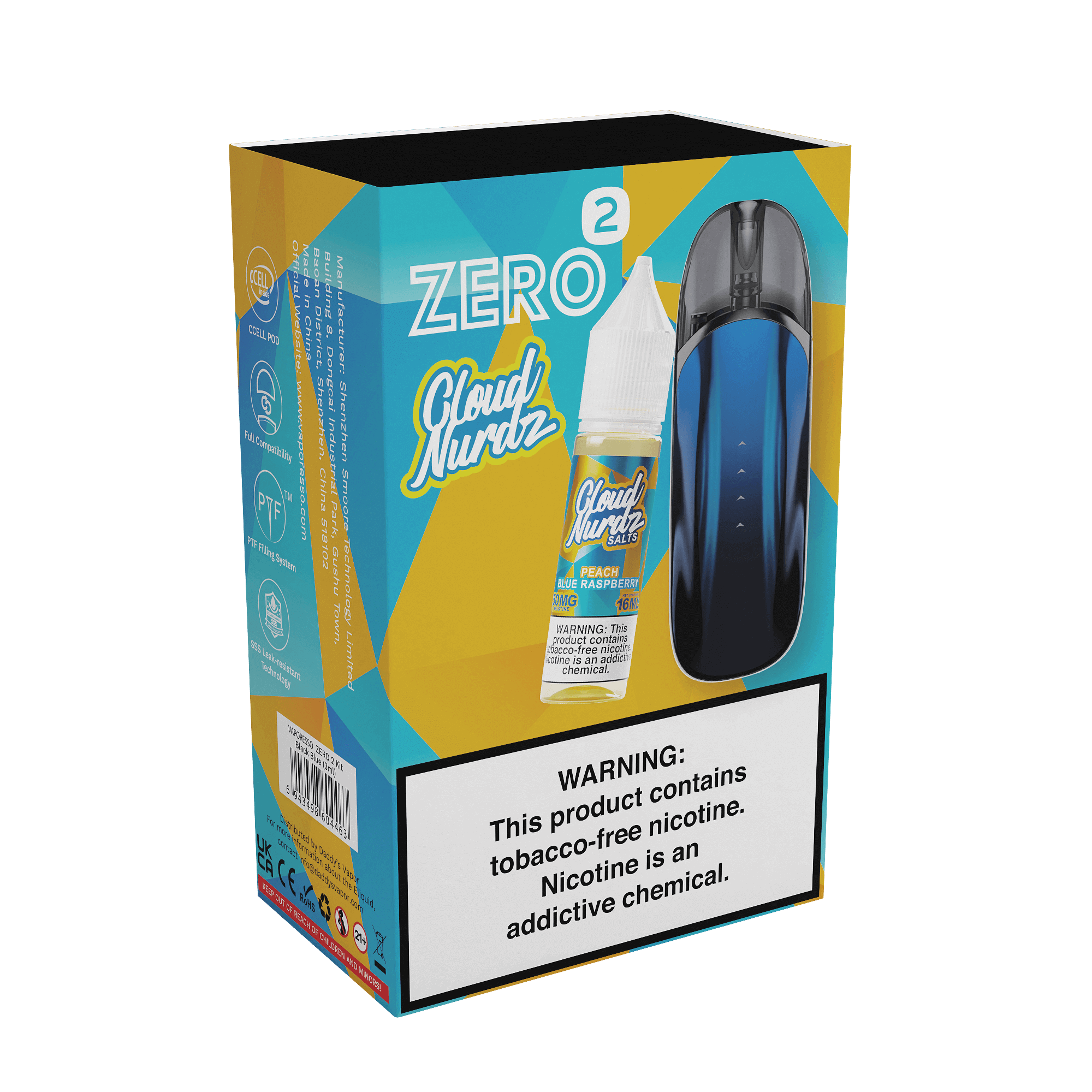 Peach Blue Razz by Twist Zero2 Collab Bundle Cloud Nurdz Salt Blue Peach Blue Razz with Packaging