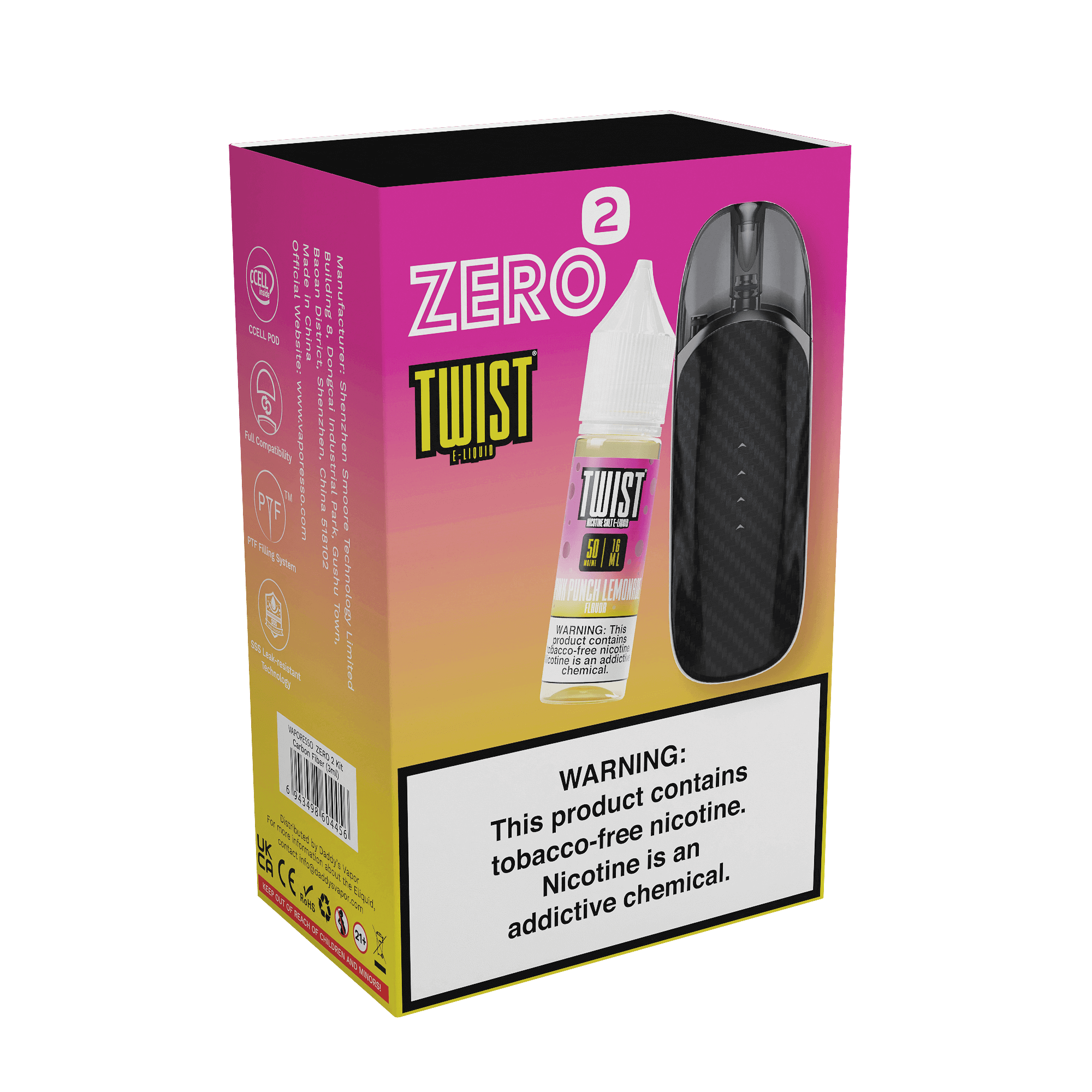 Pink No.1 (Pink Punch) by Twist Zero2 Collab Bundle Twist Salt Carbon Fiber Black Pink No 1 Pink Punch with Packaging