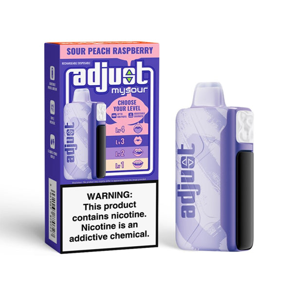 Adjust MySour 40k Disposable sour peach raspberry with packaging