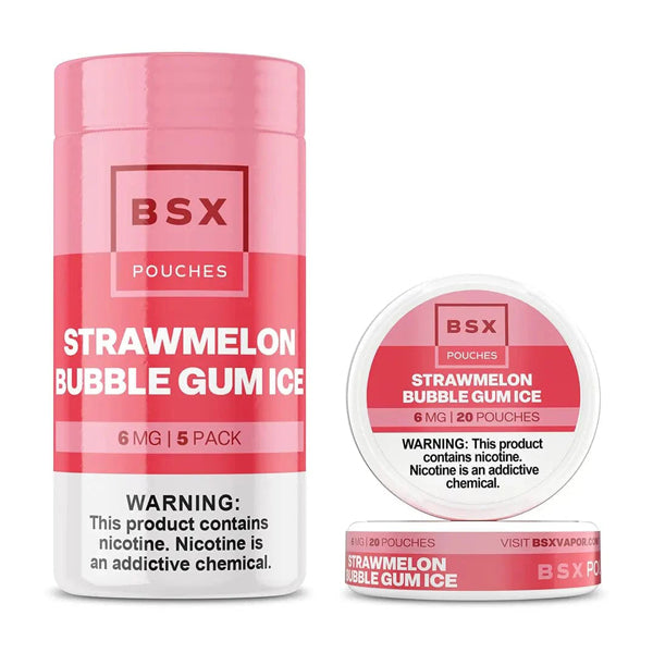 Basix Nicotine Pouches (20ct Can)(5-Can Pack) strawmelon bubble gum ice