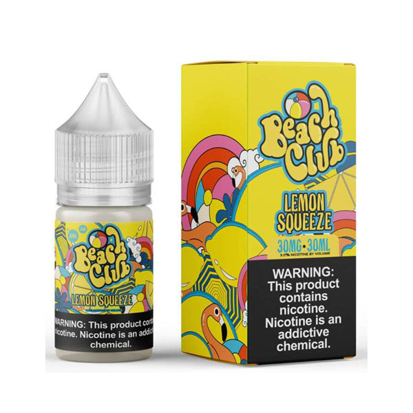 Lemon Squeeze by Beach Club E-Liquid 30mL (Salts) with packaging