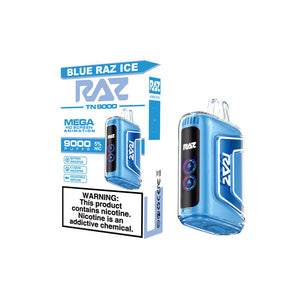 RAZ TN9000 Disposable blue raz ice with packaging