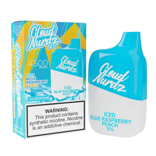 Cloud Nurdz 0% Disposable blue raspberry iced with packaging